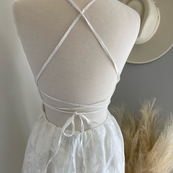 ❤️ Lulus Feeling Like Forever White Jacquard Organza Lace-Up Midi Dress - Picture 5 of 16